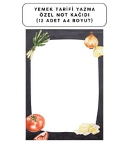 Yemek Tarifi Yazma Özel Not Kağıdı (12 Adet A4 Boyut)