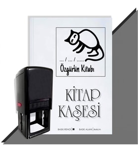 Kişiye Özel  Çizim Kedi Tarihli Kitap Kaşesi (Siyah)