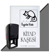 Kişiye Özel  Çizim Kedi Tarihli Kitap Kaşesi (Siyah)