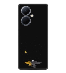 Vivo V29 Lite Kılıf Silikon Desen Özel Seri Ay ve Kedi 1683
