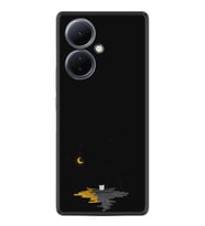 Vivo V29 Lite Kılıf Silikon Desen Özel Seri Ay ve Kedi 1683