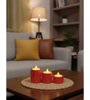 3'LÜ GEOMETRİK MUMLUK (Kırmızı)