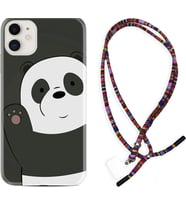 Apple iPhone 11 12 13 Mini Kılıf Boyun Asklı Rasta Silikon Hello Panda 1709