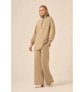 FTZ Women Kadın Scuba Spandex Takım Beige 31278