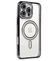iPhone 16 Pro Kılıf Joke Simli Magneticsafe Kılıf - Siyah
