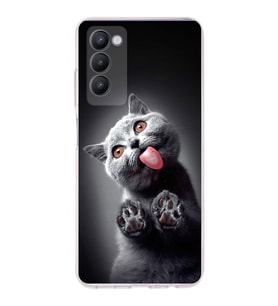 PrintiFy Tecno Camon 18 ile Uyumlu 1mm Slim Fit Kedi 2 050c Baskılı Şeffaf  Kılıf