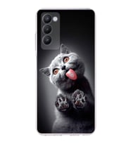 PrintiFy Tecno Camon 18 ile Uyumlu 1mm Slim Fit Kedi 2 050c Baskılı Şeffaf  Kılıf
