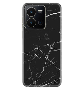 Vivo Y22 Kılıf Resimli Desenli Baskılı Silikon Siyah Mermer 1299