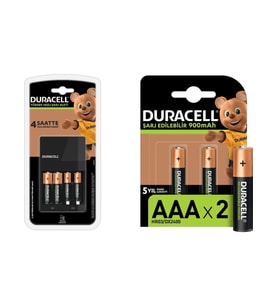 Duracell CEF 14 Şarj Aleti ve Şarj Edilebilir 900 mAh AAA 2'li Pil Seti