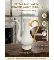 Premium Seramik Krem & Altın Boyama Sürahi - Antik Stil Dekoratif Salon & Antre Objesi