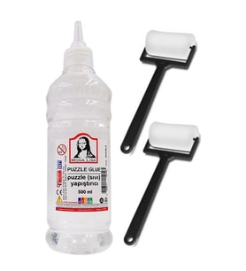Puzzle Yapıştırıcı 500 ml 1 Adet ve Silindir Sünger Fırça 2 Adet Monalisa Pazıl Yapıştırıcısı (Şeffaf)