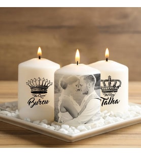 Kişiye Özel Kral ve Kraliçe Dekoratif Mum Seti
