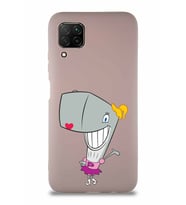 Huawei P40 Lite Soft Premier Kapak Pearl Yengeç Tasarımlı Silikon Kılıf - Pudra (Şeffaf)