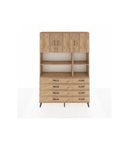 Arges Gardrop 8 Raflı 8 Çekmeceli 3 Kapaklı 132x30x195 Çam-Çam