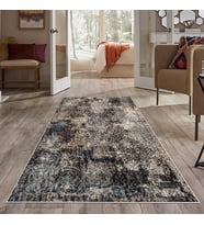 Kahverengi Çiçek İşlemeli Motif Yıkanabilir Kaymaz Taban Leke Tutmaz Modern Salon Halısı ve Yolluk