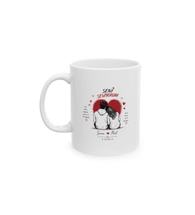 Kişiye Özel Seni Seviyorum Temalı A Sınıf Porselen Kupa 330 ml KF28072601