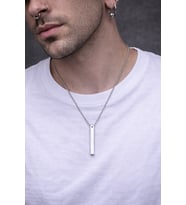 Silver Renk Dikdörtgen Kolye