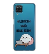 Samsung Galaxy A22 Uyumlu Halledicem Tasarımlı Şeffaf Telefon Kılıfı