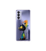 Tecno Camon 18P ile Uyumlu Splash Kedi Tasarımlı Şeffaf Silikon Kılıf