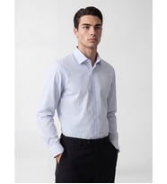 LCW BUSINESS Mavi Slim Fit Çizgili Erkek Gömlek