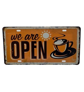 Dekoratif 3D Metal Plaka We Are Open Coffee 30cm (Karışık)