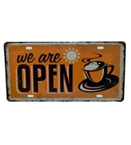 Dekoratif 3D Metal Plaka We Are Open Coffee 30cm (Karışık)