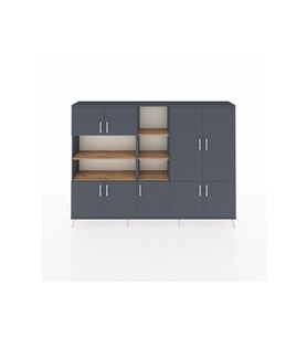 Arges Dolap 14 Raflı 9 Kapaklı 220x30x163 Antrasit-Antrasit/Çam