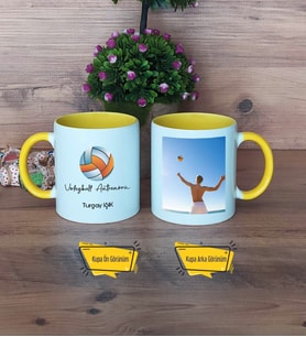 Voleybol Antrenörü Kupa Bardak Sarı Fotoğraflı