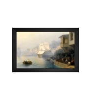 İstanbul Boğazından bir Görüntü Motifli Kanvas Tablo 50 x 70 cm Siyah Çerçeve