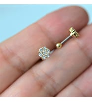 Gold Cerrahi Çelik Çiçek Piercing Helix Lob Kıkırdak Tragus (Çok Renkli)