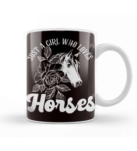 Girl Who Loves Horses Horse Head Horseshoe Equestrian Sport Kupa Bardak Porselen