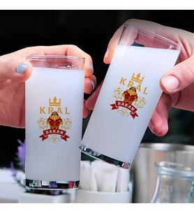 Renkli Kral Figürlü Kişiye Özel İkili Rakı Bardağı Seti