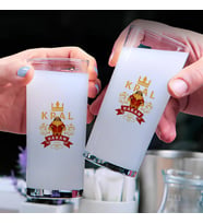 Renkli Kral Figürlü Kişiye Özel İkili Rakı Bardağı Seti