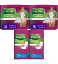 Depend Emici Külot Lohusa Pedi  XL - Kadın (10 Adet)+Mesane Pedi Kadın Ekstra (10 Lu) 4 Lü Set