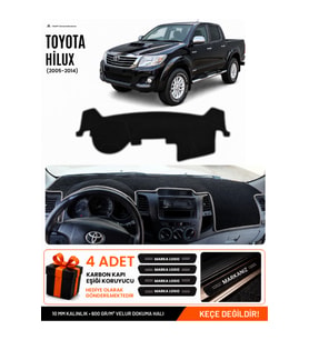 TOYOTA HİLUX (2005-2014) Uyumlu Torpido Örtüsü Torpido Kılıfı - Siyah Gri