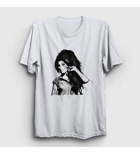 Presmono Unisex Beyaz Retro Amy Winehouse T-Shirt 152120tt