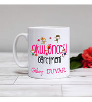 Kişiye Özel Okul Öncesi Öğretmeni Kupa Bardak HA24 (Beyaz - Beyaz)