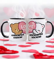 BK Gift Karıcım-Kocacım Tasarımlı İkili Siyah Kupa Bardak-2, Sevgililer Günü, Sevgiliye Hediye