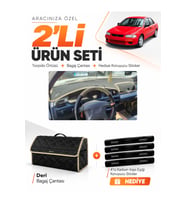 MAZDA 323 FAMİLİA KAPAKLI (1994-1998) Uyumlu Torpido Örtüsü + Deri Bagaj Çantası Seti - Siyah Bej