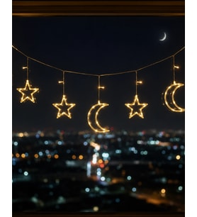 Büyük Ay Yıldız Led Ramazan Süsü Sıcak Beyaz Dekoratif Işık