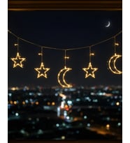 Büyük Ay Yıldız Led Ramazan Süsü Sıcak Beyaz Dekoratif Işık
