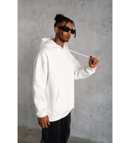3 İplik Kapşonlu Sweatshirt Hoodie - Beyaz