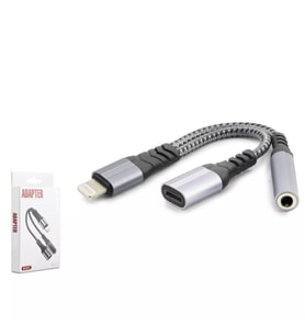 Hadron GJ-012 Lightning to Type-C + 3.5mm Dişi Ses ve Şarj Ayırıcı Adaptör Kablo - Siyah - 1 ADET