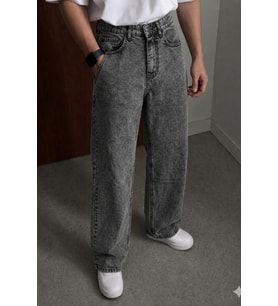 Erkek Bol Paça Jean Pantolon Rahat Kesim Denim
