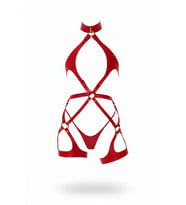 LYYN Kırmızı Harness Takım Deri Metal Halka Detaylı - Brf1331 (Taba)