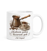Yalnızca Kahve İçen Kafein Bağımlısına Cezve Fincan Telveli Kupa Bardak Hediye