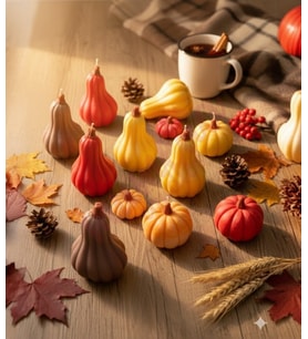 Mumelia Candles Sonbahar Kabakları - Doğal Soya Dekoratif Mum Seti - 5 li
