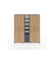 Arges Dolap 17 Raflı 3 Çekmeceli 4 Kapaklı 220x30x243 Antrasit-Çam/Antrasit