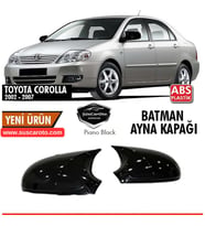 Toyota Corolla E120 2002-2006 Sinyalsiz Uyumlu Batman Yarasa Ayna Kapağı Piano Black ABS Plastik