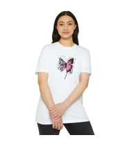 Unisex Bisiklet Yaka Baskılı T-Shirt - Beyaz